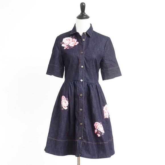 kate spade Dresses & Skirts - Kate Spade Rose Denim Shirt Dress 4 NWT
